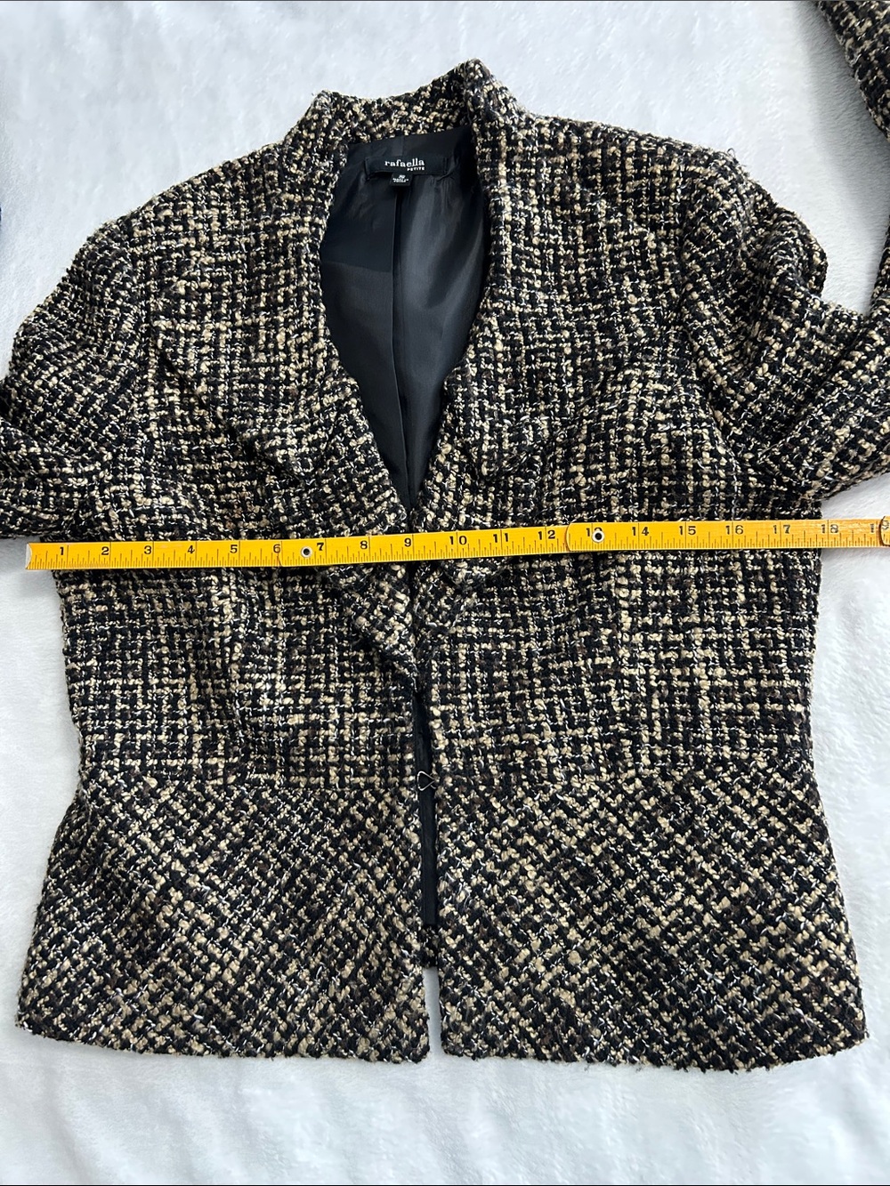 Rafaella Petite Ruffle Blazer Jacket Women’s Small Black Brown Wool Blend - Picture 10 of 11